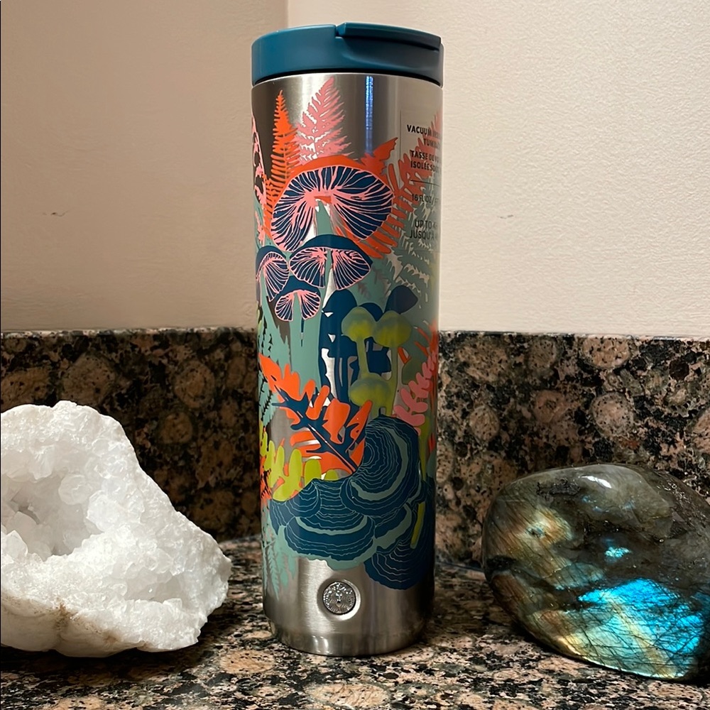 Starbucks Siren Fern Forest Mushroom Stainless Steel 16oz Hot/Cold Tumbler NWT